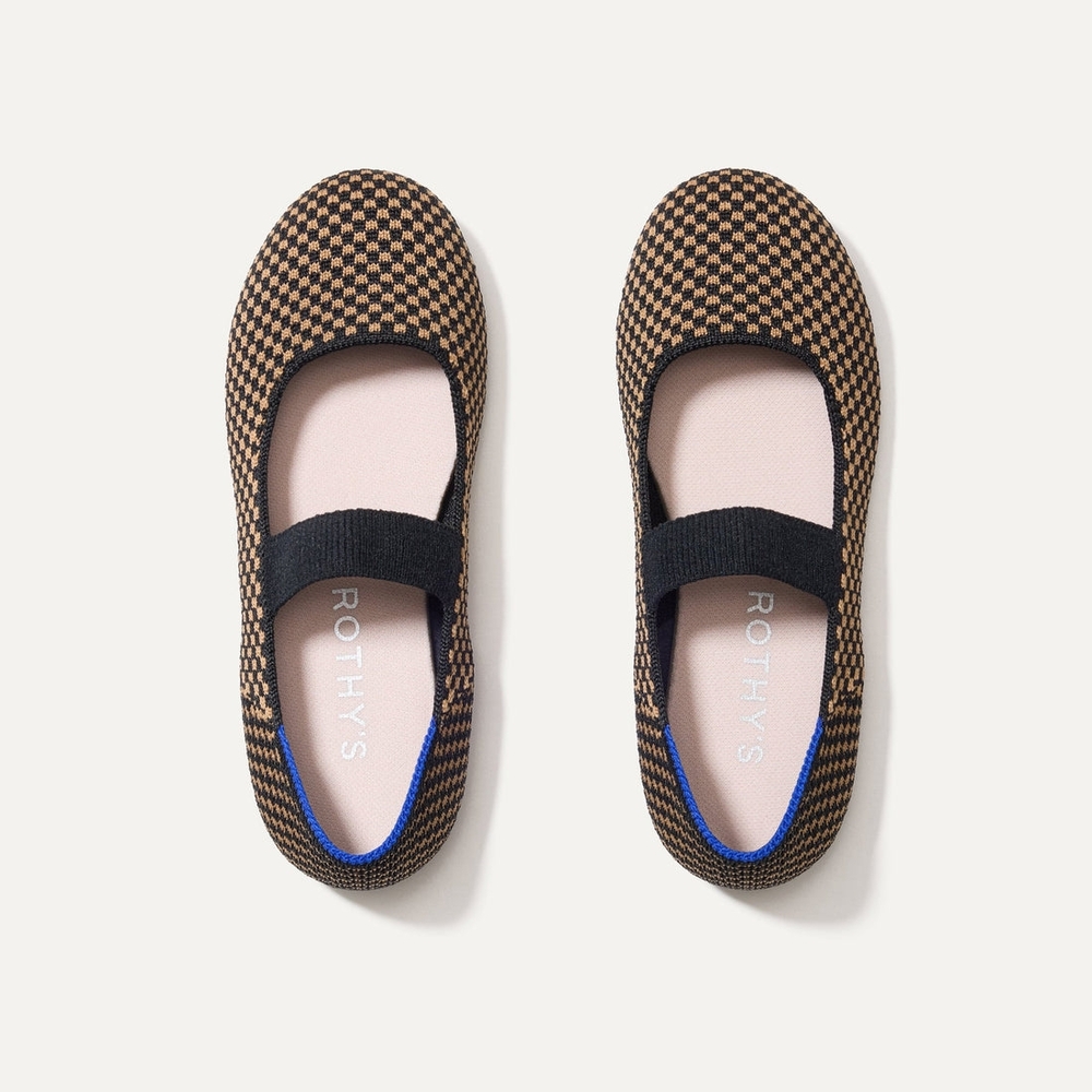 Rothy's Black and Tan Dress Shoes with Elastic Strap